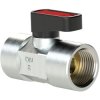 Mini ball valve, L 35 mm, 20 bar, brass, nickel-plated, for pipe systems, 129822