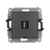 ICON Mechanizm gniazda pojedynczego USB A-A 2.0, bez pola opisowego grafitowy mat 28IGUSBBO-1