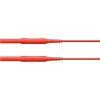High-voltage measuring lead with (4 mm lamella plug, straight) to (4 mm lamella plug, straight), 0.25 m, red, silicone, CAT IV,