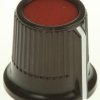 Pokrętło potencjometru oś: 3.2mm średnica: 16.2mm Okrągłe Plastik Czarny, czerwony RS PRO