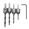 Wood Drill Bits with Milling Countersinks - 4 pcs Set - for Wood and Plastic
