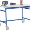 Manuflex BB4034.5007 MASZYNA stołowa podstawa mobilna z płytą z blachy w kolorze Brillantniebieskim RAL 5007, szer. X gł