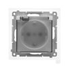 SIMON 55 Gniazdo pojedyncze z uziemieniem SCHUKO z przesłonami szybkozłącza IP44 klapka transparentna aluminium mat TGSZ1BCZ.01/