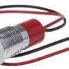 Lampka kontrolna do montażu panelowego 220V ac, czerwona 14mm LED Chrom Wyprowadzenia RS PRO