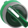 Toggle switch, 2 positions, illuminable, groping, waistband round, green, front ring gray, 90°, mounting Ø 22 mm, ZB5AK1433C0