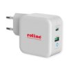 Ładowarka Usb Roline Z Wtyczką Euro, 2 Porty (Typ-A Qc3.0, Typ-C Pd), 65W