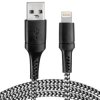 Kabel USB - lightning oplot czarno-biały 1m VA0149 Vayox