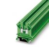 Złączka szynowa 2-przewodowa 4mm2, listwa zaciskowa koloru zielonego UK 5 N GN /50szt./
