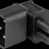 SKA-1408S Power adapter IEC plug C14 to IEC socket C5, angled top/bottom,