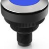 Pushbutton, illuminable, groping, 1 Form A (N/O), waistband round, blue, front ring stainless steel, mounting Ø 30.3 mm, 1.11.01