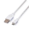 Value Usb 2.0 Kabel, Usb A Male - Micro Usb B Male, Wit, 0,8 M
