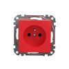 Gniazdo zasilające 2P+PE z przesłonami torów prądowych, czerwone, Sedna Design i Elements SDD115011