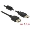 Delock 84884 USB 2.0 Type-A Extension Cable 1.5m Black Ferrite Core