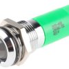 Lampka kontrolna do montażu panelowego 24V ac/dc, zielona 14mm LED Chrom Końcówka lutownicza RS PRO