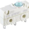 Subminiature snap-action switch, On-On, solder connection, pin plunger, 2.8 N, 6 (6) A/250 VAC, IP40, 1046.0104