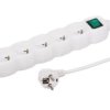 Przedłużacz 5-gniazdowy, 1,5m, biały, z wyłącznikiem, 3x1,0mm OWY / 35515