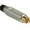 Wtyczka RCA Montaż na kablu Męski, styki pozłacane 10A Amphenol Industrial