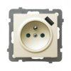 AS Gniazdo pojedyncze z uziemieniem z przesłonami torów prądowych, z ładowarką USB ecru GP-1GZPUSB/m/27