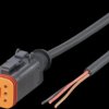 Sensor actuator cable, DEUTSCH cable socket, straight to open end, 6 pole, 1 m, PUR, black, 4 A, E12543