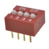 Przełącznik; DIP switch; 4 tory; DIPS4CD; czerwony; przewlekany (THT); h=5,5 + suwak 1,1mm; 25mA; 24V DC; biały; KLS; RoHS