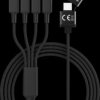 SMRTER_ELITE_C_BK Charging cable, USB-A/C -> micro-USB, Lightning & 2x USB-C, blac