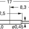 Standard spring contact with probe, Quadruple-crown, Ø 1 mm, travel  3 mm, pitch 1.91 mm, L 17 mm, 1010-G-0.8NE-RH-1.5