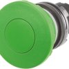 Mushroom pushbutton, unlit, groping, waistband round, green, front ring black, mounting Ø 22.3 mm, 46-2531.1950.000