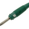 Wtyk bananowy; 4mm; BUELA-30 930727104; zielony; 60mm; wtykany (gniazdo bananowe 4mm); lutowany; 30A; 60V; mosiądz niklowany; PV