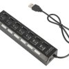HUB rozgałęźnik USB x 7 2.0 czarny, z wyłącznikami, aktywny; Blow