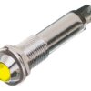Lampka kontrolna do montażu panelowego 24V dc, Żółta 9mm LED Chrom Końcówka lutownicza Dialight