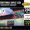 Kurtyna świetlna zewnętrzna 200l kurtyna sople z dod.gniazdem 10m dekoracji+5 m przewodu zasilającego 13-571