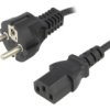 Kabel Cee 7/7 (E/F) Wtyk Iec C13 Żeński Pvc 3M Czarny 10A Kab-Eu-P3-3.0-Bk