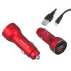 Ładowarka USB samochodowa 30W 5A 2xUSB, QC 3.0 Czerwona, Kabel Iphone