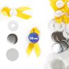 Przypinki z wstążką 58mm - żółte, zestaw 50 sztuk