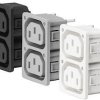 Panel socket 6-fold F, 3 pole, snap-in, plug-in connection, black, 3-135-553
