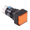 AL6Q-A24PAC Amber 16mm 24V Latching Square illuminated Push Button Switch IP65 DPDT