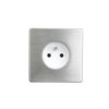 Gniazdko elektryczne białe pojedyncze ramka stal szczotkowana GN-SS01B