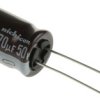Kondensator 470μF 50V dc Radialny, Otwór przelotowy Nichicon roztaw: 5mm 12.5 (Dia.) x 20mm