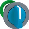 Toggle switch, 3 positions, unlit, latching, waistband round, blue, front ring gray, 45°, mounting Ø 30.5 mm, ZB5FD306C0