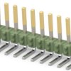 Pin header, 10 pole, pitch 2.54 mm, angled, green, 1-826631-0