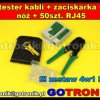 Zaciskarka z nożem + 50 sztuk końcówek RJ45 + tester kabli sieciowych