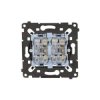 Simon 55 Przycisk roletowy podwójny trójpozycyjny 1-0-2 (mechanizm) 10 A, 250 V~, szybkozłącza, czarna rama SZP2MR