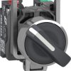 Toggle switch, 2 positions, unlit, latching, 1 Form A (N/O) + 1 Form B (N/C), waistband round, black, front ring metallized, 90°