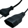 Extension cable, Europe, plug type C, straight on socket type C, straight, H03VVH2-F2x0.75 mm², black, 3 m, 50508