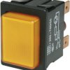 Pushbutton switch, 2 pole, orange, illuminated  (red), 16 (4) A/250 VAC, IP40, 1660.0201