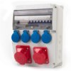 Rozdzielnica CAJA 12M - gniazda 16A 5p, 32A 5p, 4x230V + zabezpieczenia (RCD 4P 40A typ AC, MCB 3P C32A, 3P C16A, 1P B16Ax2 ) IP
