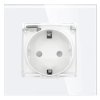 Gniazdo szklane Schuko IP44 z klapką - białe - Tawoia Glass