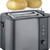 Severin 9573 Toster lampka kontrolna, z wbudowanym podgrzewaczem do bułek antracytowy, czarny, stali szlachetnej