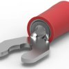 Insulated forked cable lug, 0.3-1.42 mm², AWG 22 to 16, M4, red, 52930