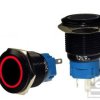 Przycisk LB19BL/R-12V;RING;2A/250V; podświetlenie czerwone;chwilowy